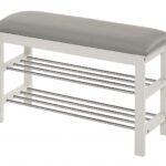 Scarpiera ST11 in bianco/grigio - L81 cm