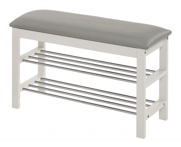 Scarpiera ST11 in bianco/grigio - L81 cm