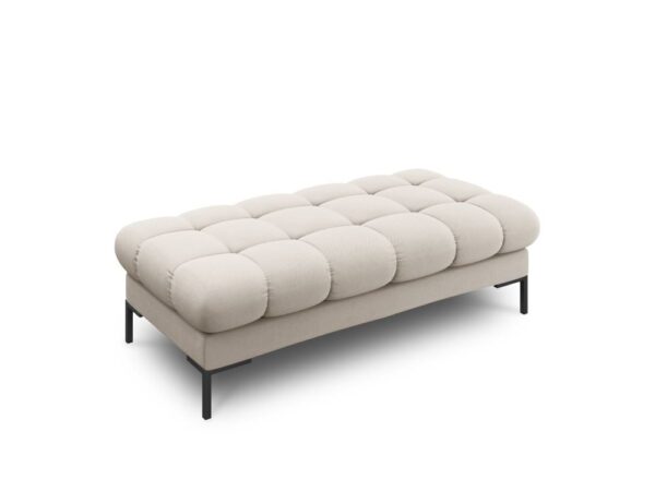 Panca imbottita Bali in tessuto strutturato con gambe nere - L133cm