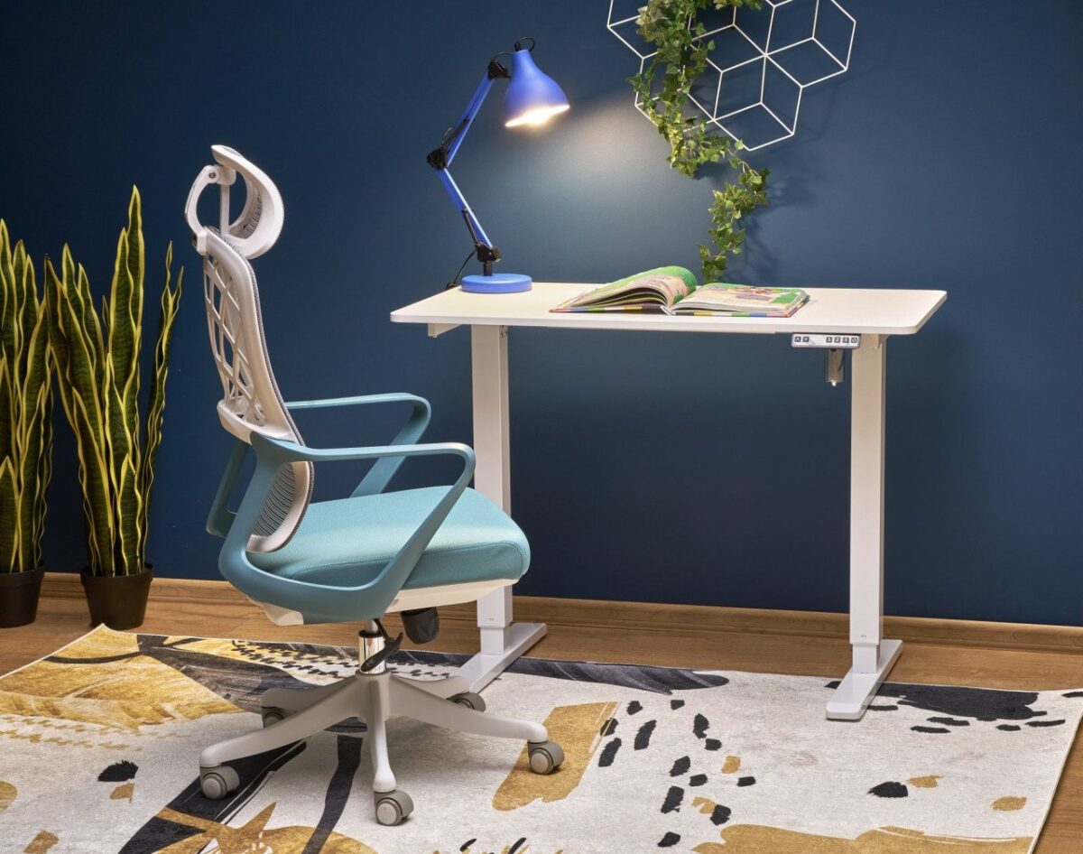 Scrivania B53 con funzione di regolazione in altezza in bianco/bianco - L105 cm - immagine 2