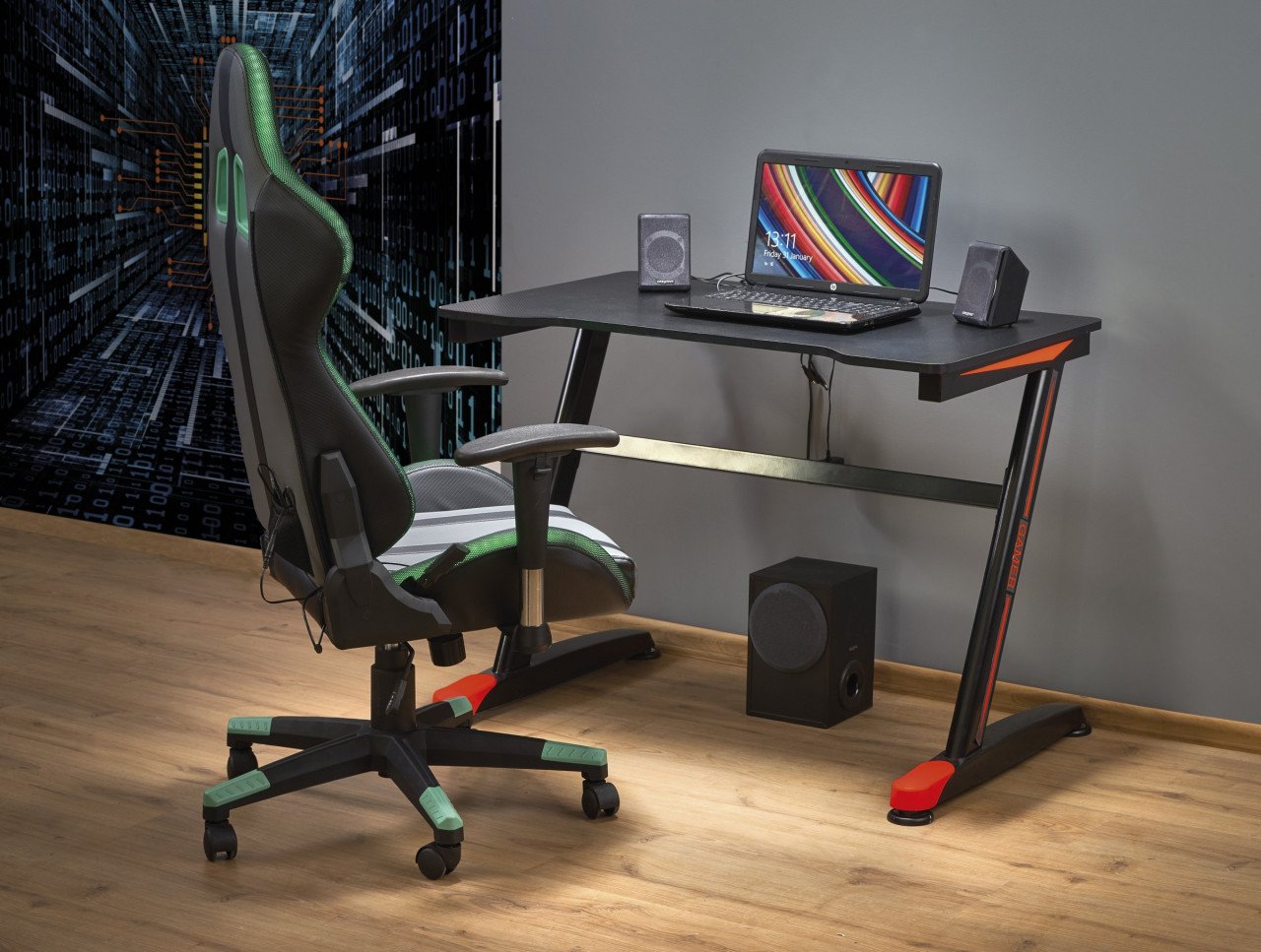 birou-de-gaming-b40-negru-rosu-l100-cm99415 Scrivania B40 in nero/rosso - L100 cm - immagine 1