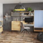 Modulo scrivania Mobius S2 in legno naturale/rosa - H38