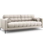 Divano Bali 4 posti in tessuto strutturato con gambe nere - L217cm