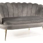 Divano Camelia 2 in velluto grigio - Blu14/oro