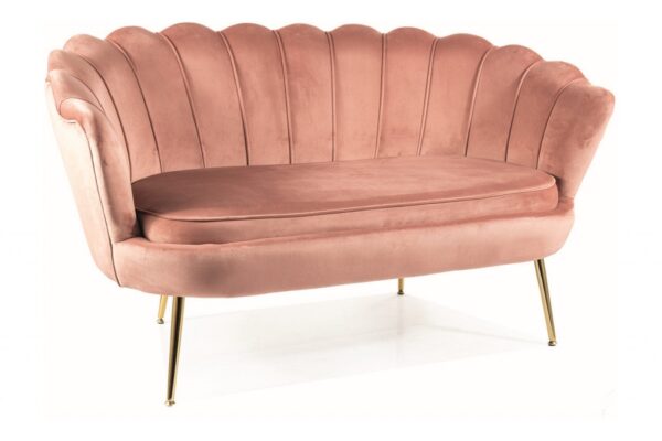 Divano Camelia 2 in velluto rosa - Blu52/oro