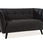 Divano Castello 2 in velluto nero - Blu19/wenge