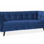 Divano Castello 3 in velluto blu navy - Blu86/wenge