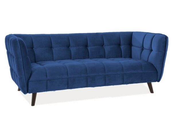 Divano Castello 3 in velluto blu navy - Blu86/wenge