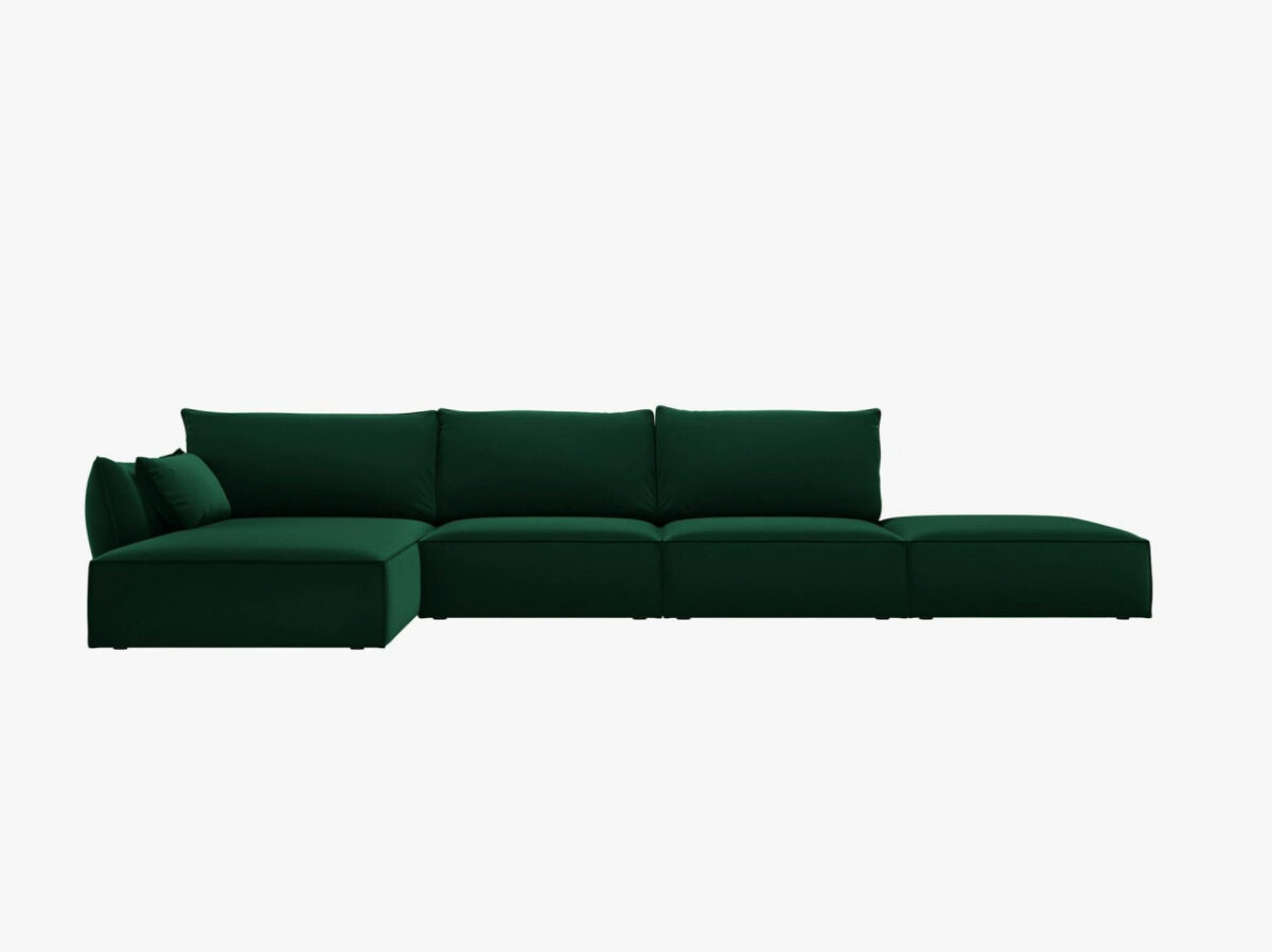 Divano angolare 5 posti Kaelle in velluto - L364 cm - immagine 5