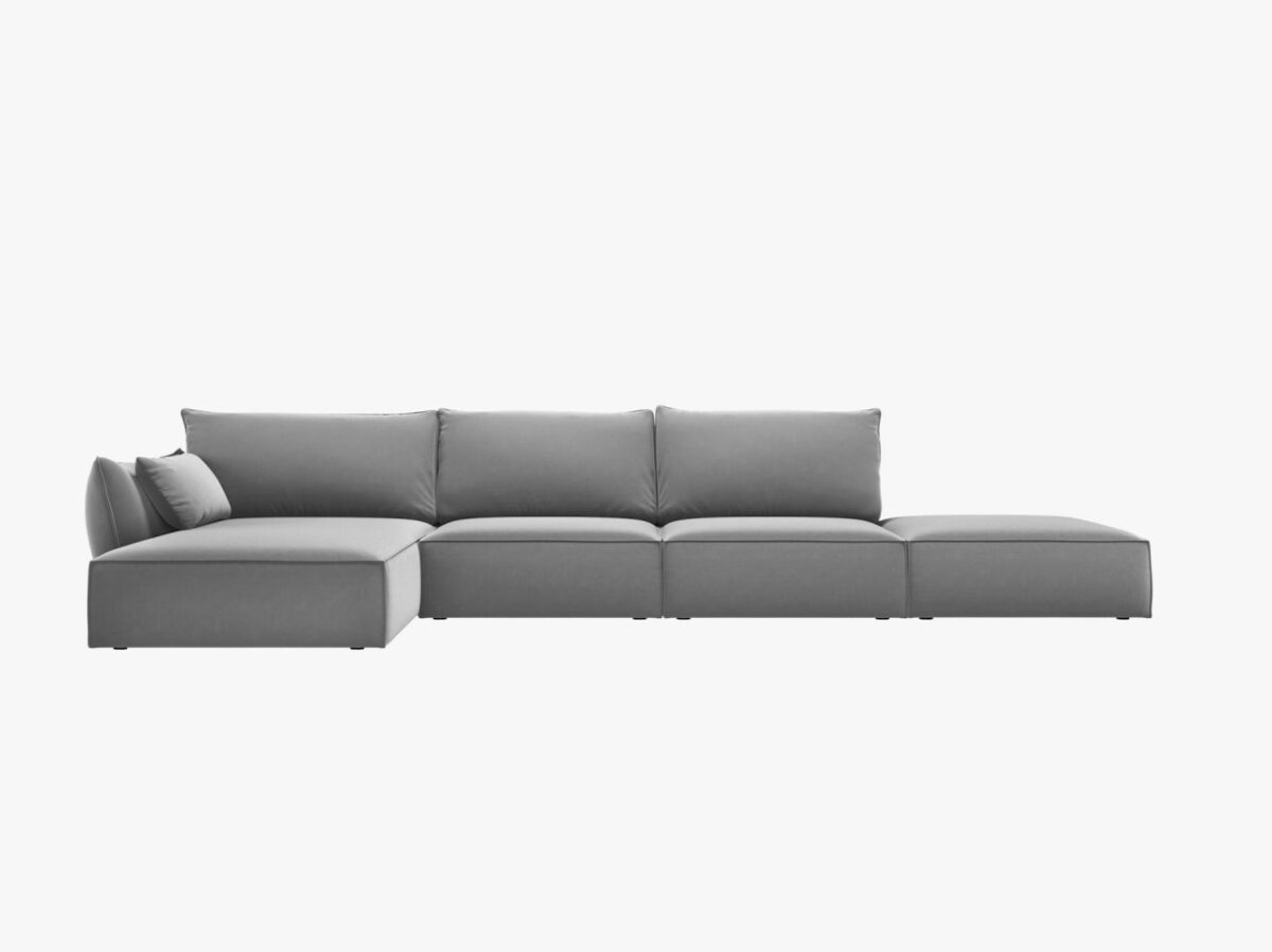 Divano angolare 5 posti Kaelle in velluto - L364 cm - immagine 10