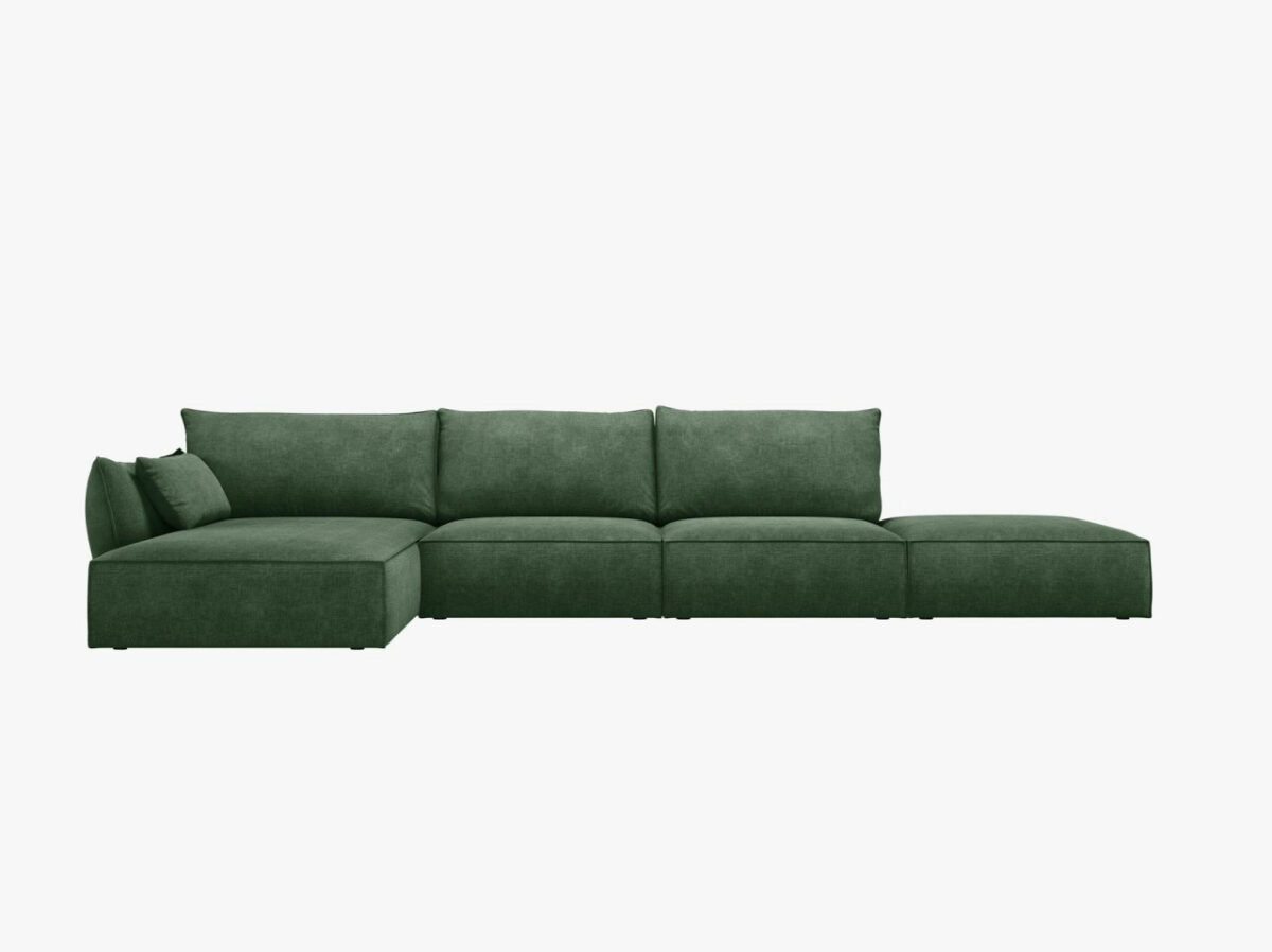 Divano angolare 5 posti Kaelle in ciniglia - L364 cm - immagine 6