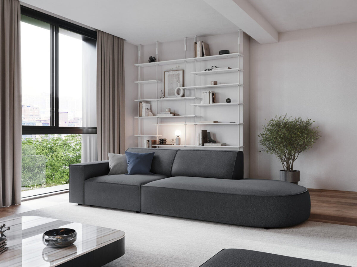 Divano aperto su un lato arrotondato 3 posti in tessuto Jodie - immagine 7