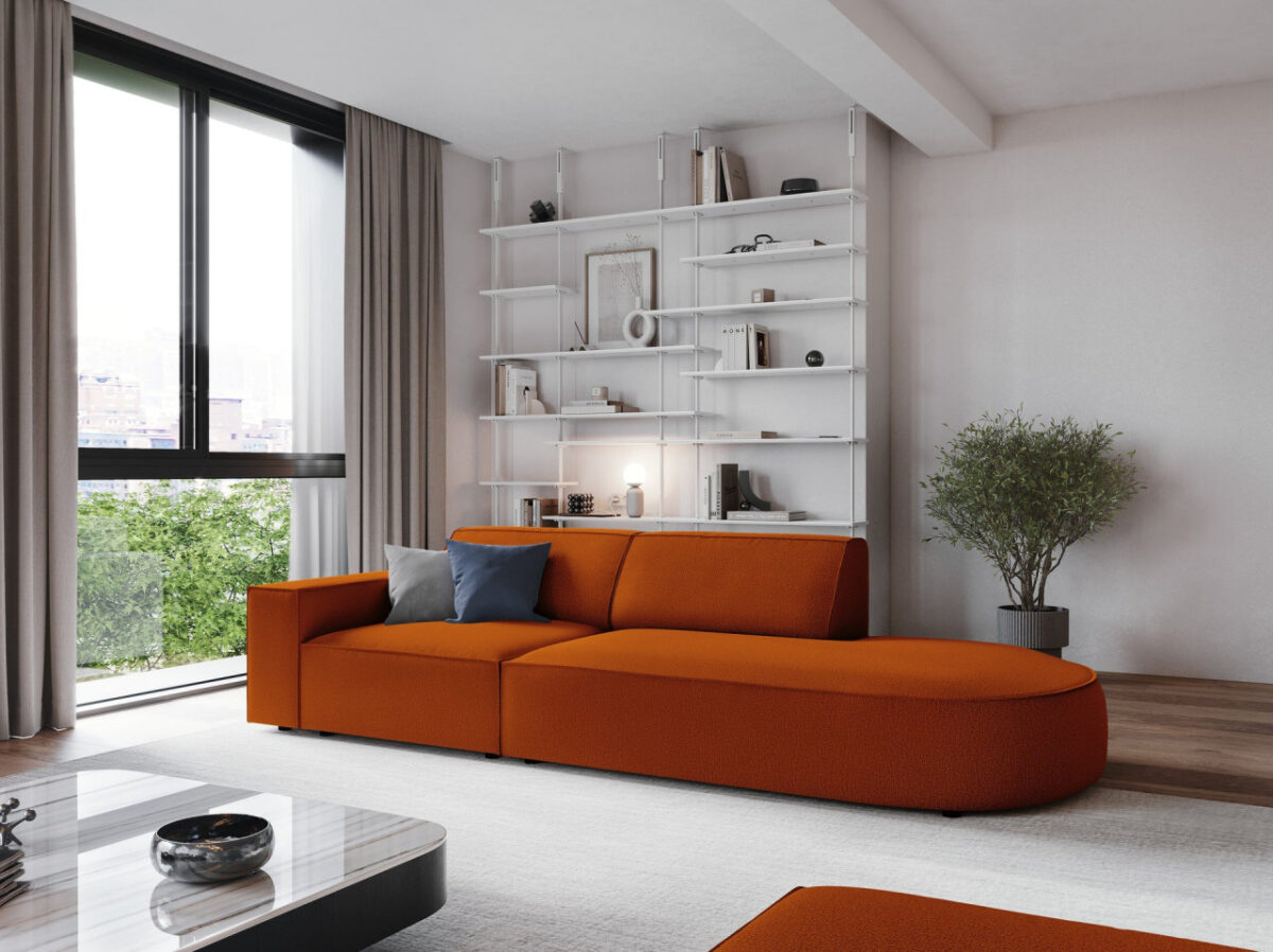 Divano aperto su un lato arrotondato 3 posti in tessuto Jodie - immagine 8