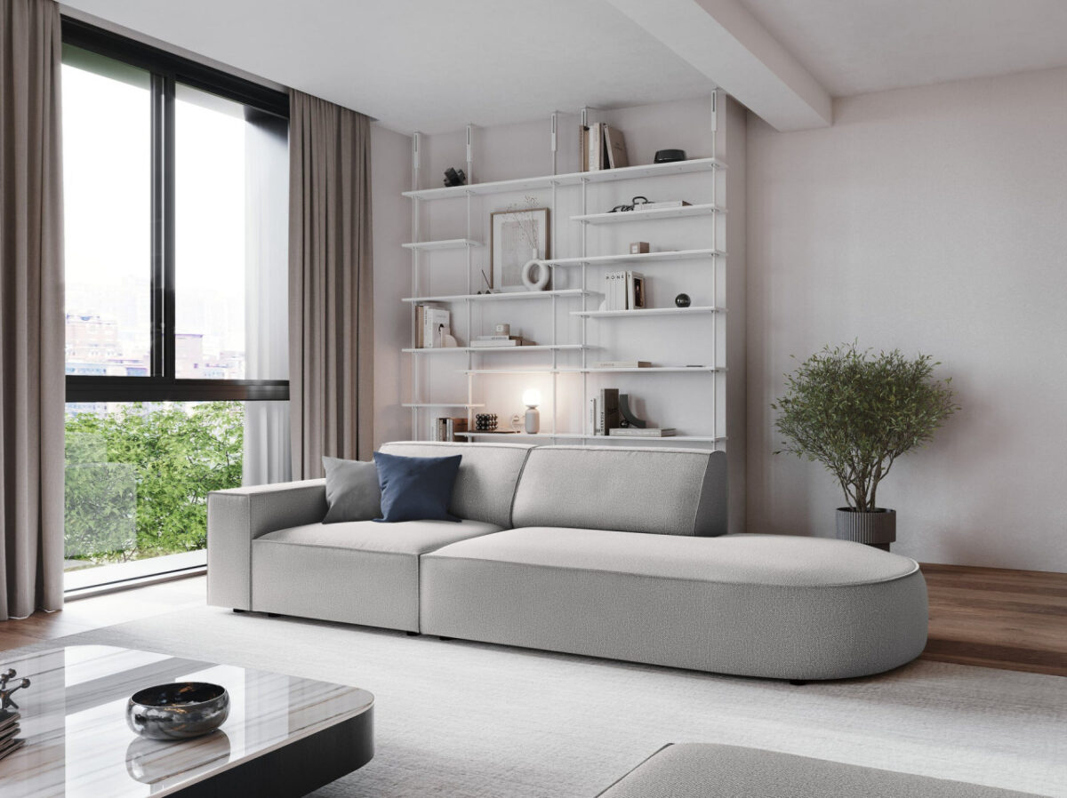 Divano aperto su un lato arrotondato 3 posti in tessuto Jodie - immagine 10