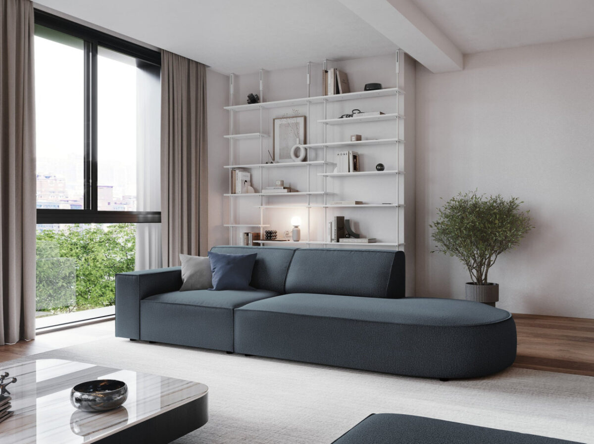 Divano aperto su un lato arrotondato 3 posti in tessuto Jodie - immagine 11