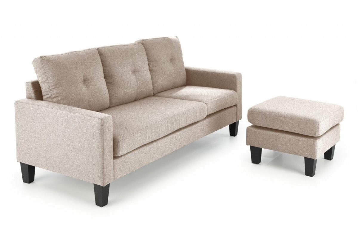 Divano Gerson con sgabello beige - immagine 2