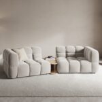 Divano Sky a 2 posti in velluto + tavolino da caffè