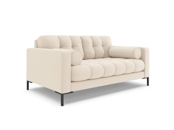 Divano Bali 2 posti in tessuto strutturato con gambe nere - L152cm