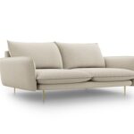 Divano Vienna 3 posti in tessuto strutturato con gambe oro - L200cm