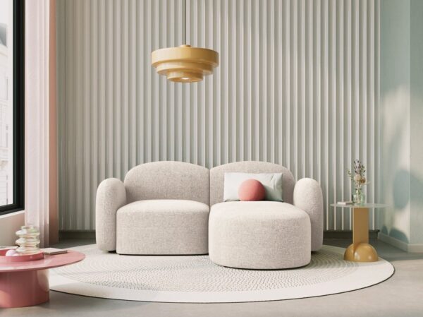 Divano angolare Blair 3 posti in ciniglia - L194 cm