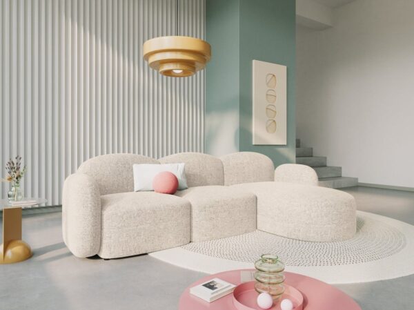 Divano angolare 4 posti Blair in ciniglia - L274 cm