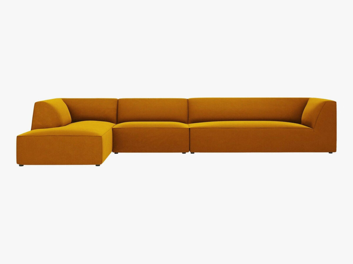 Divano angolare Ruby 5 posti in velluto - L366 cm - immagine 9