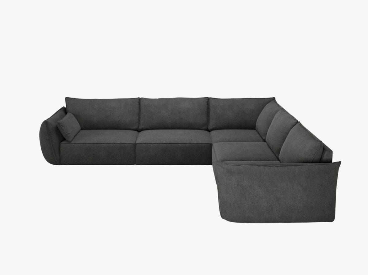 Divano angolare 7 posti Kaelle in ciniglia - L286 cm - immagine 9