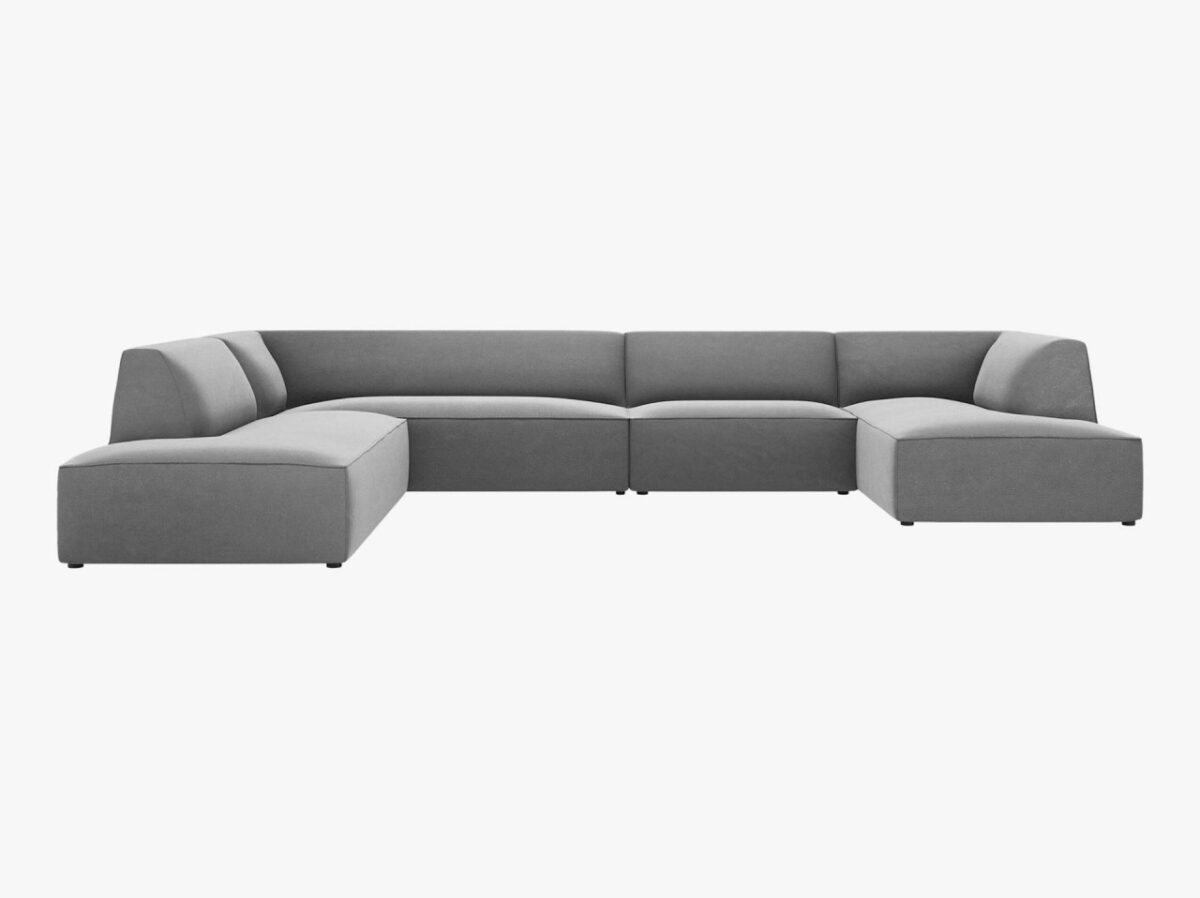 Divano angolare Ruby 7 posti in velluto - L366 cm - immagine 9