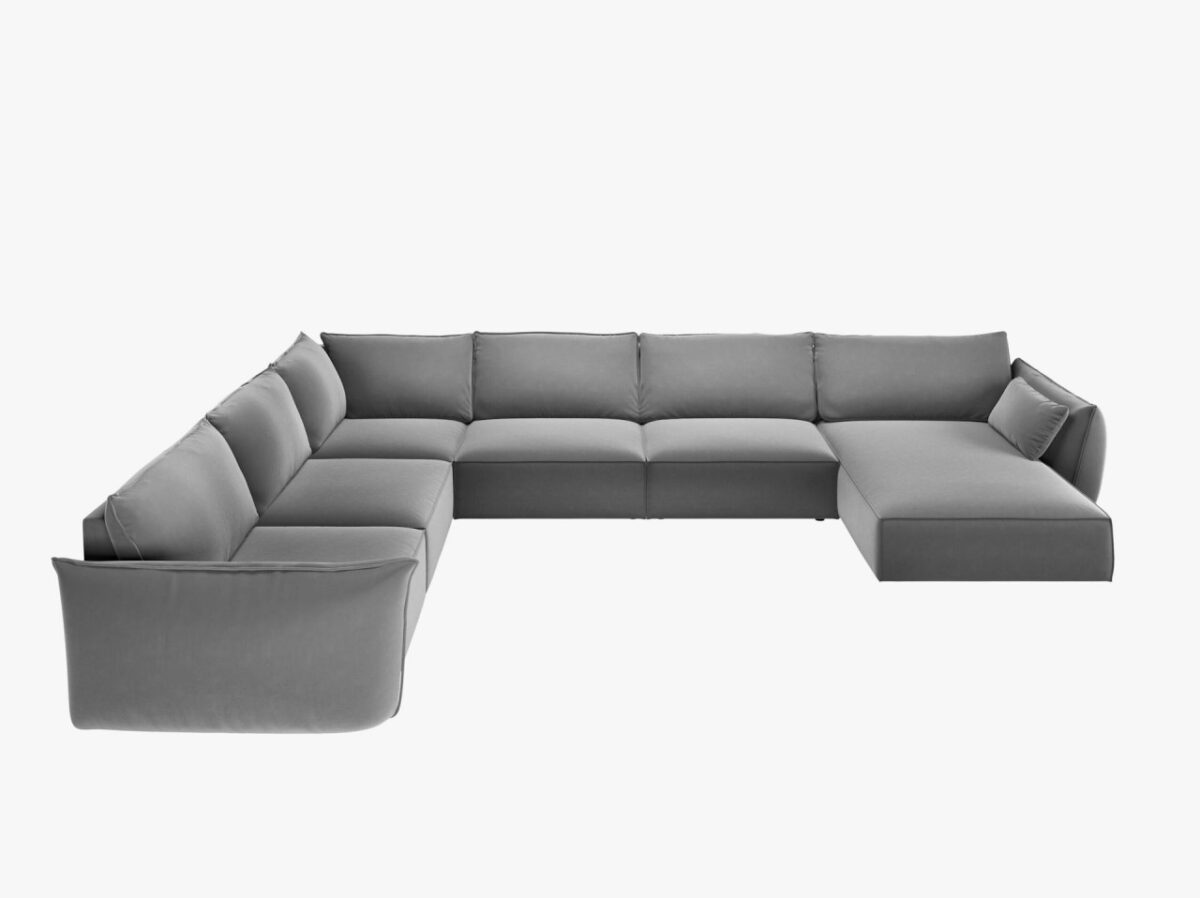 Divano angolare Kaelle 8 posti in velluto - L384 cm - immagine 4