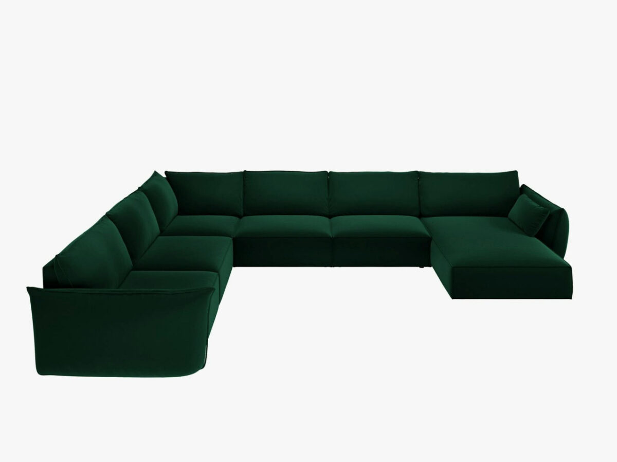 Divano angolare Kaelle 8 posti in velluto - L384 cm - immagine 5