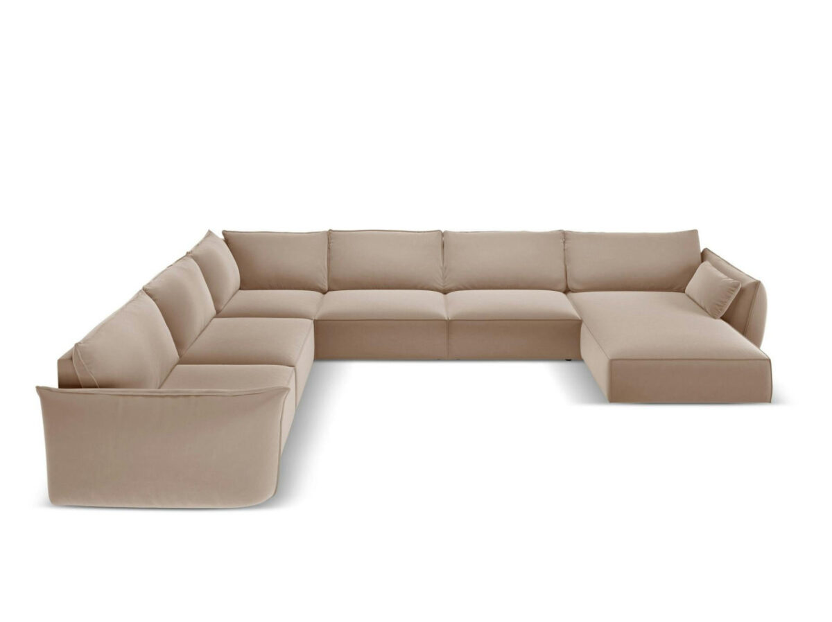 Divano angolare Kaelle 8 posti in velluto - L384 cm - immagine 9