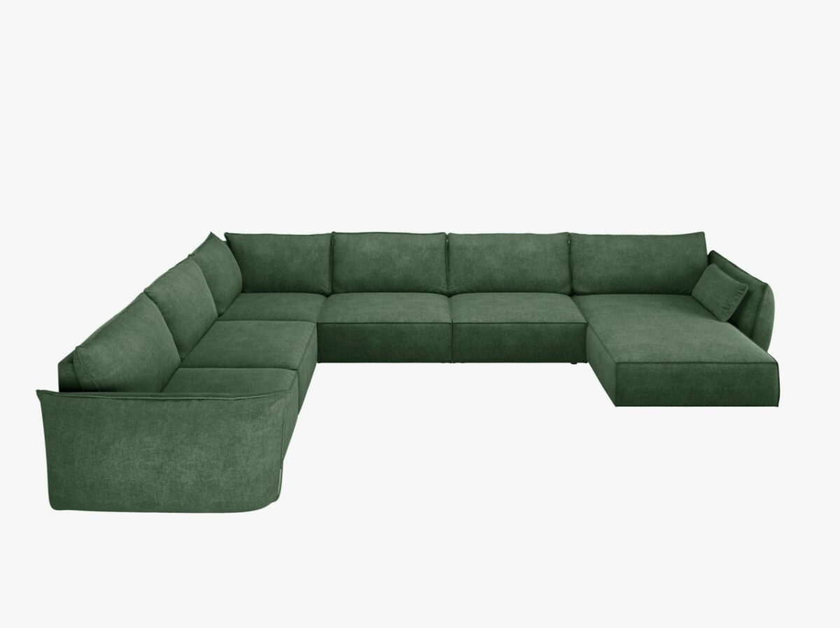 Divano angolare 8 posti Kaelle in ciniglia - L384 cm - immagine 8