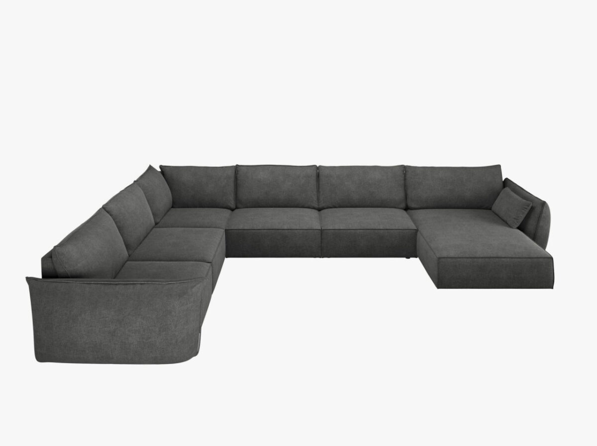 Divano angolare 8 posti Kaelle in ciniglia - L384 cm - immagine 10