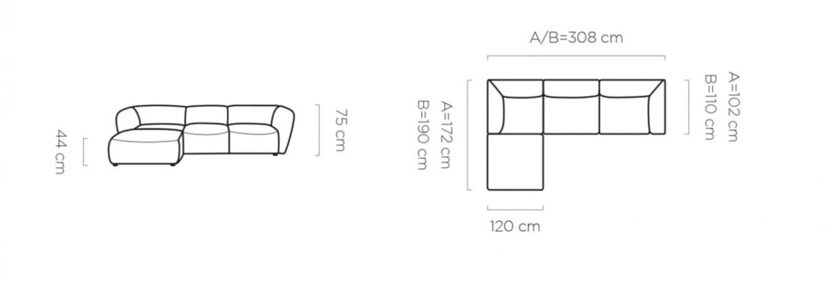 Divano angolare Candelo mini - H70xL308xL180xH88 cm - immagine 9
