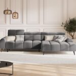 Divano angolare Alyse con regolazione elettrica 5 posti in velluto - L295 cm