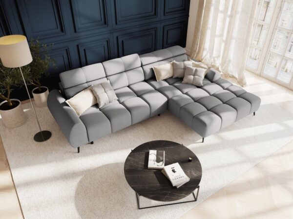 Divano angolare Alyse con regolazione elettrica 5 posti in tessuto - L295 cm