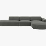 Divano angolare Jodie 4 posti aperto arrotondato in velluto