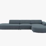 Divano angolare Jodie 4 posti aperto arrotondato in tessuto