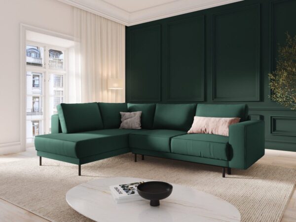 Divano angolare Caro allungabile 5 posti in tessuto - L247 cm