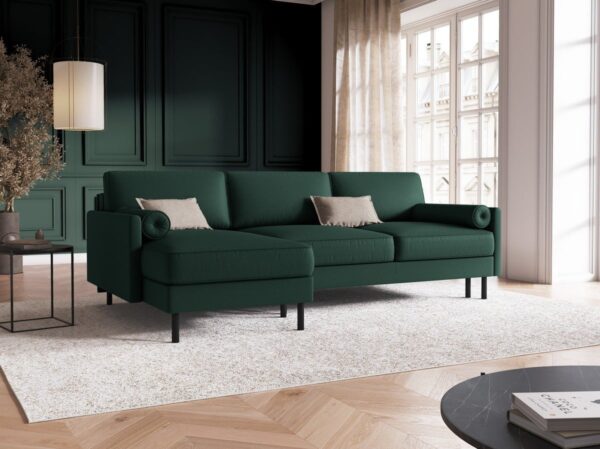 Divano angolare Scott allungabile 5 posti in tessuto - L212 cm