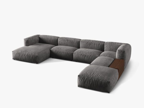 Divano angolare modulare Martina velluto Vogue - L406 cm con tavolino da caffè
