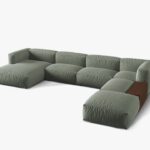 Divano angolare modulare Martina in tessuto Boston - L406 cm + tavolino da caffè