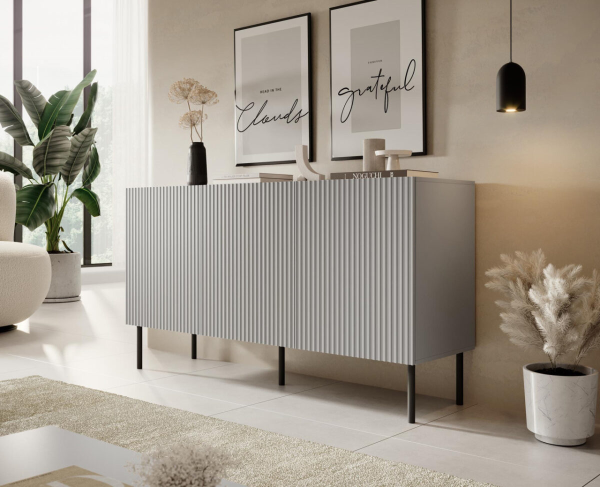 Credenza Asensio KM-1 in grigio chiaro/nero - L150 cm - immagine 4