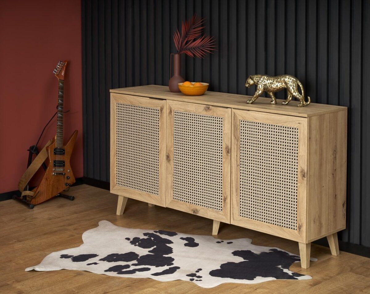 Credenza Borneo KM-1, in rovere artiginale/nero - L160 cm - immagine 5