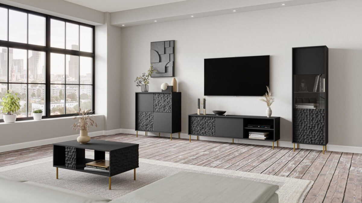 Credenza Bullet KM-1 in nero/oro - L155 cm - immagine 2