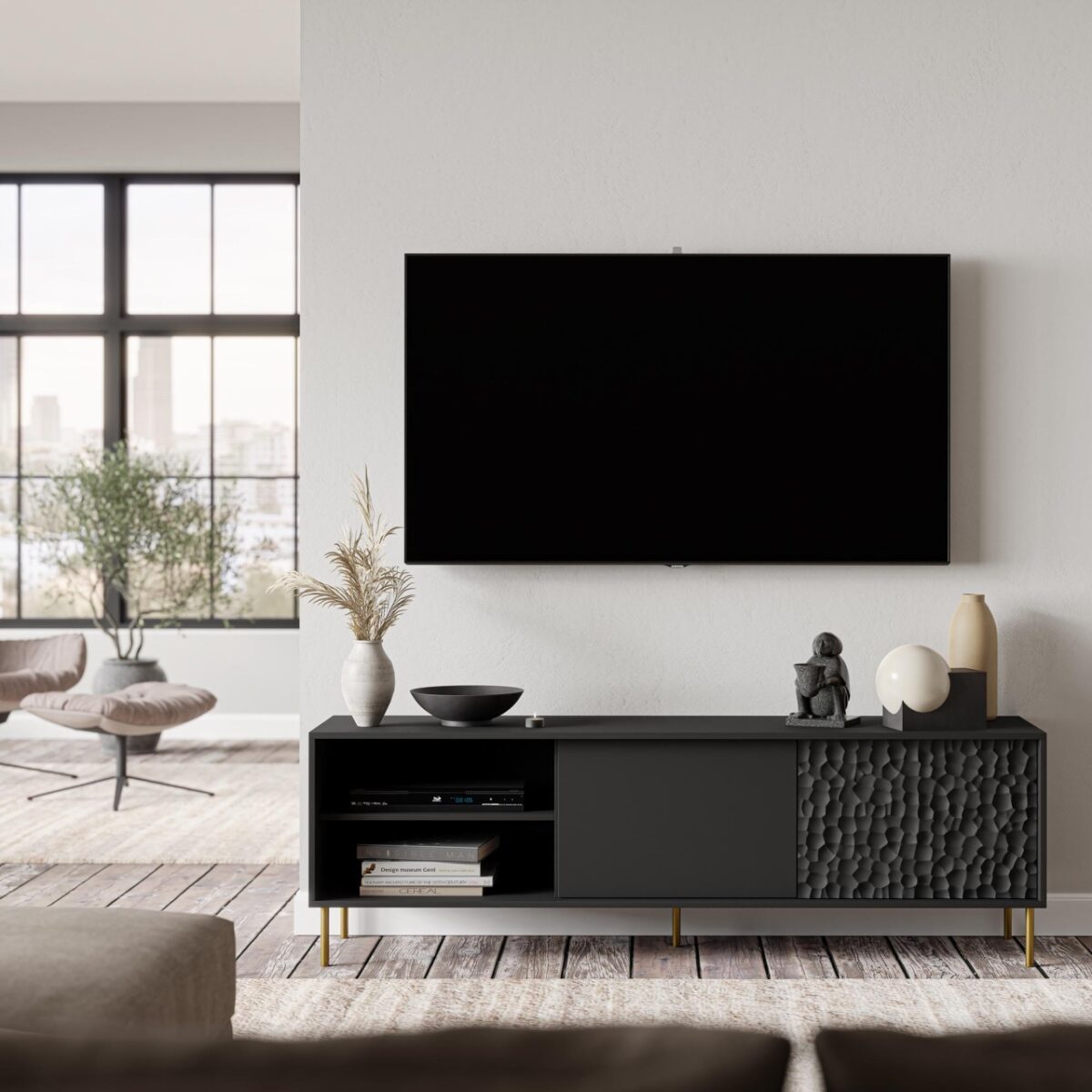 Credenza Bullet RTV-1 L180 cm in nero/oro - immagine 19
