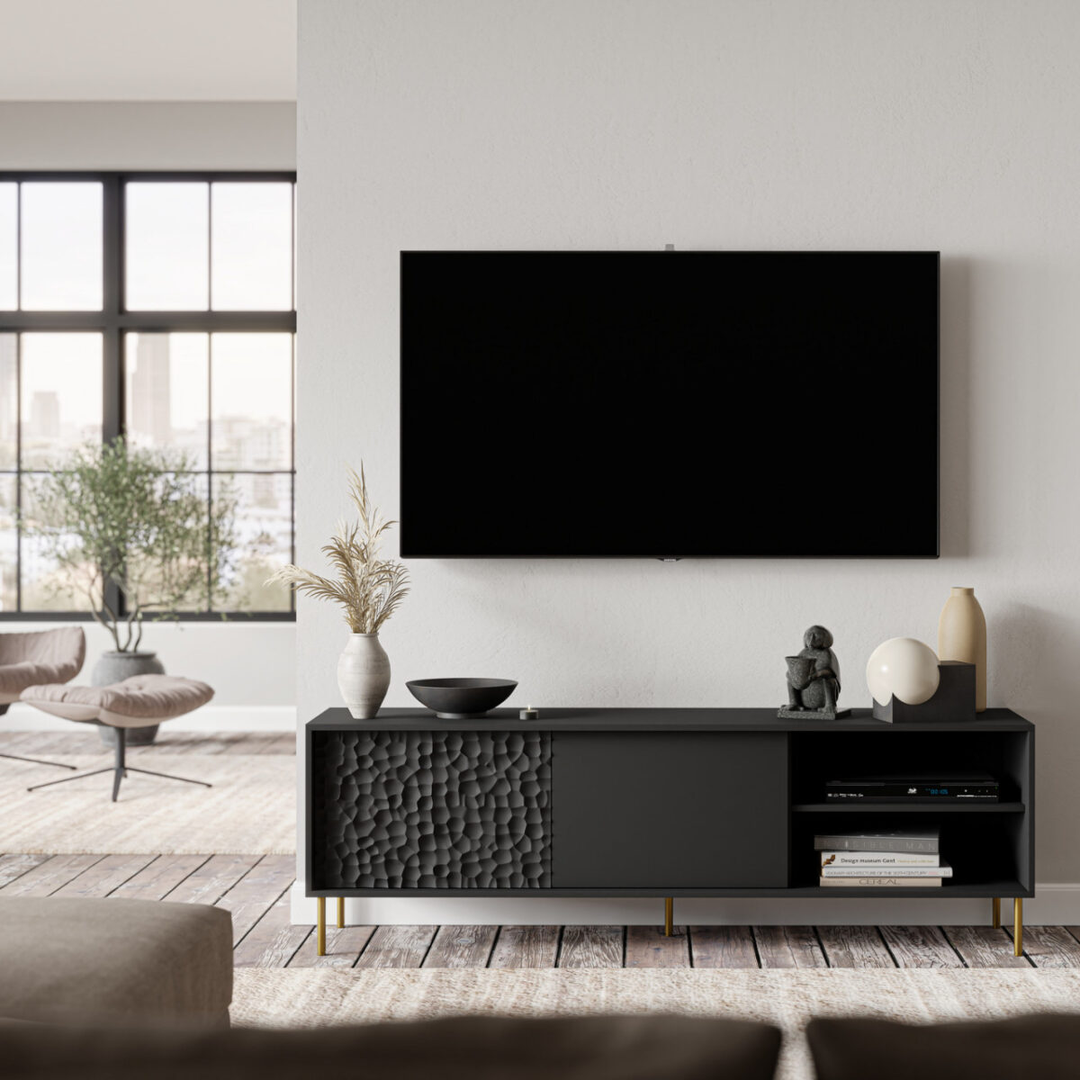Credenza Bullet RTV-1 L180 cm in nero/oro - immagine 3