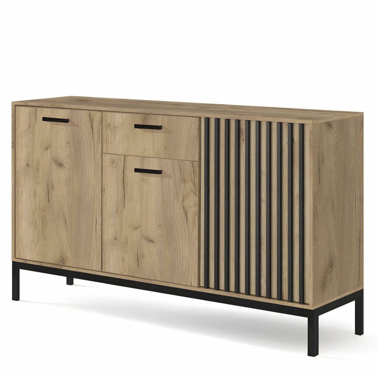 comoda-lamino-km-1-stejar-craft-negru101624 Credenza Lamino KM-1 in rovere craft/nero - immagine 1