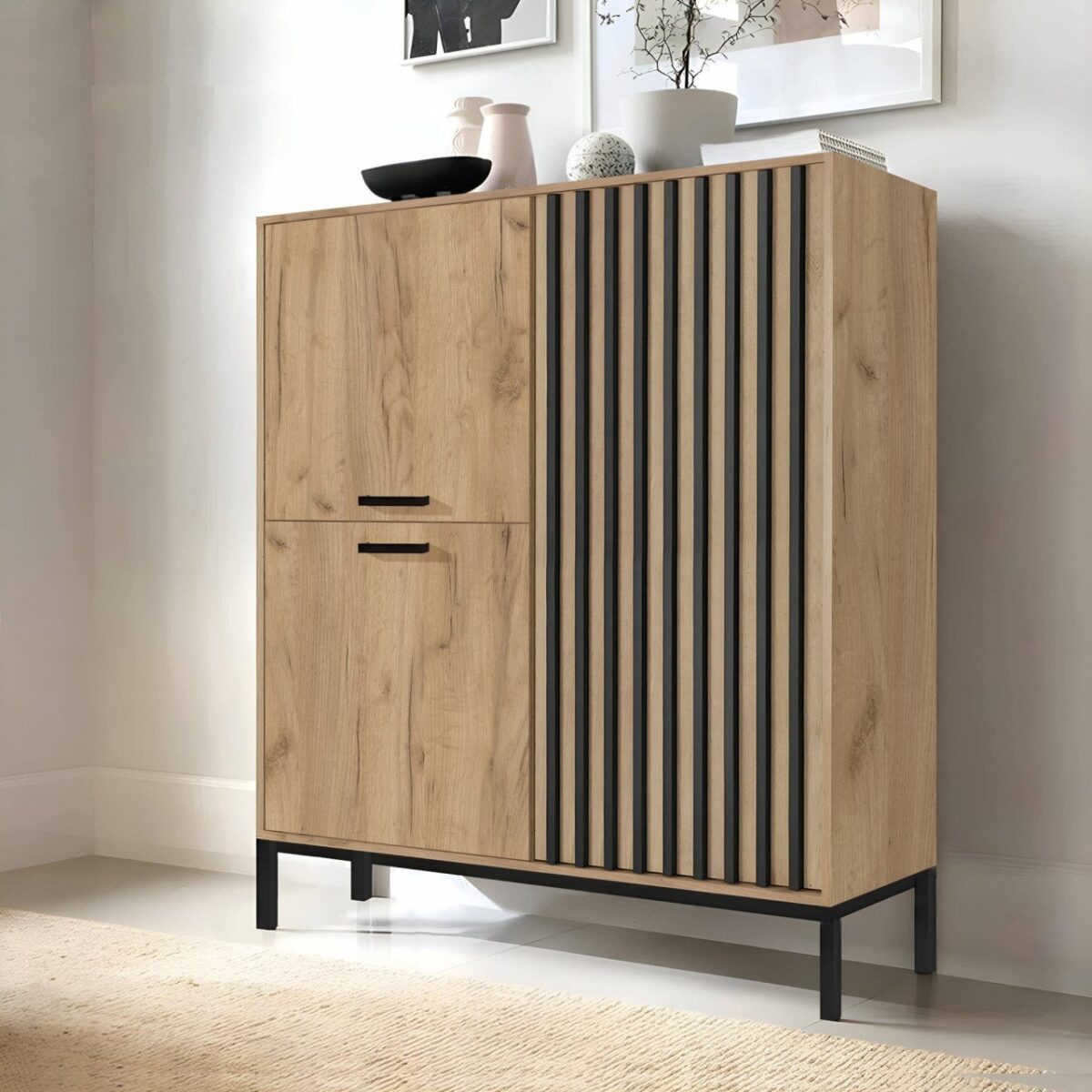Credenza Lamino KM-2 in rovere craft/nero - immagine 2