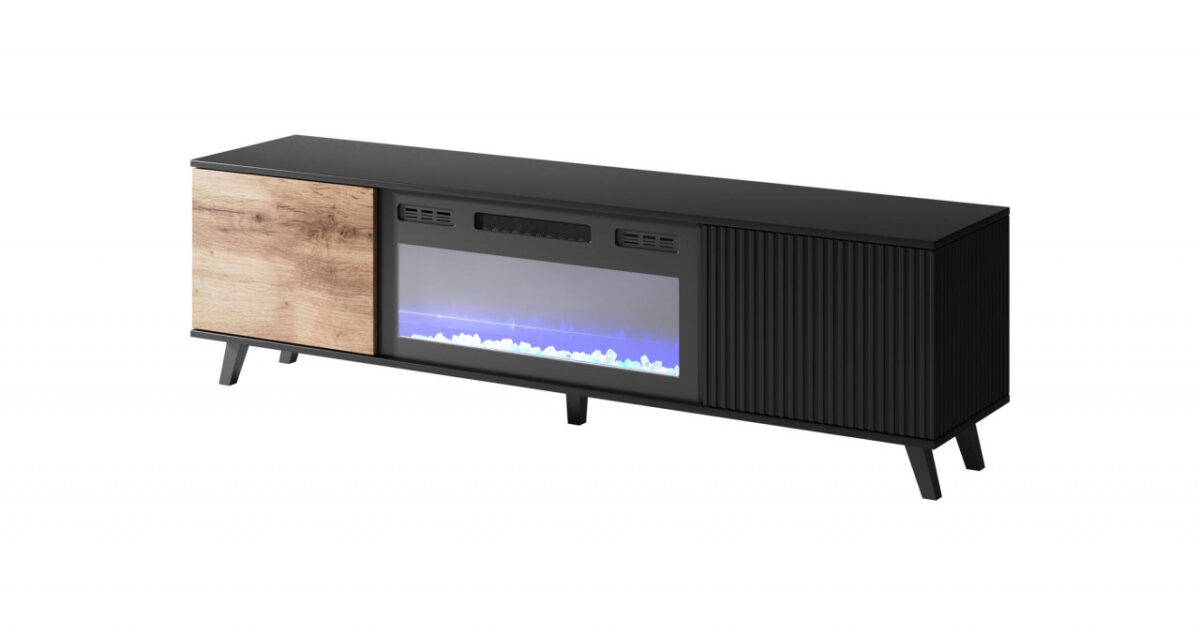 Mobile con camino Random RTV-K in rovere wotan/nero - immagine 3